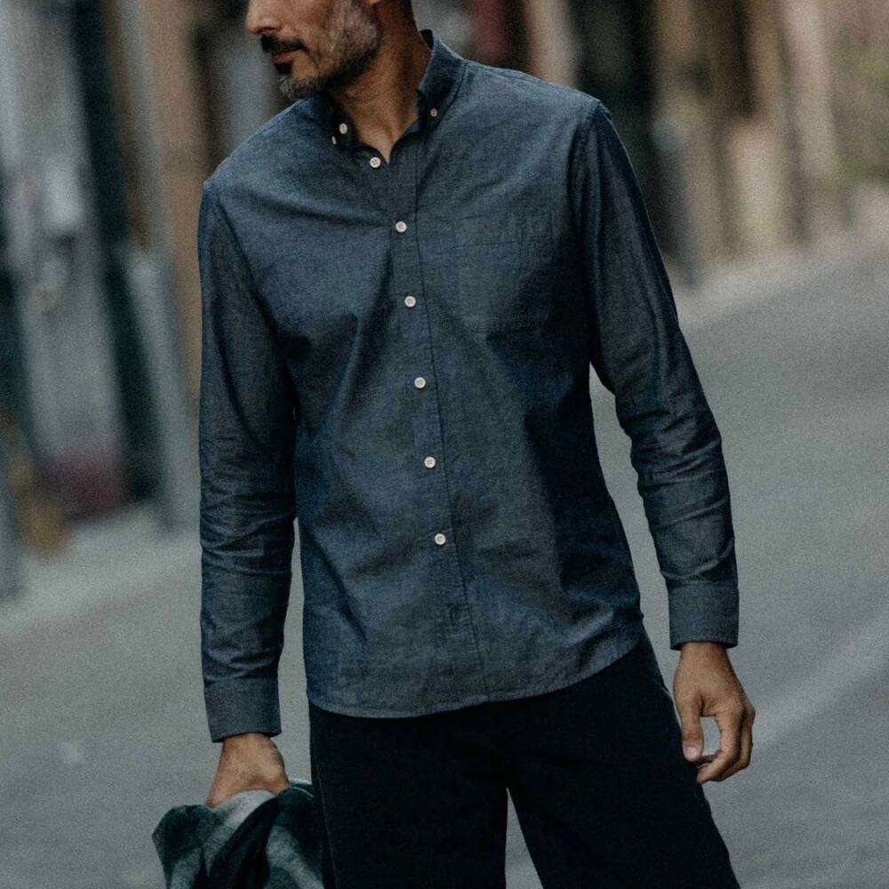 Taylor Stitch The Jack Washed Indigo Chambray Shirt 40 NEW Button Long Sleeve